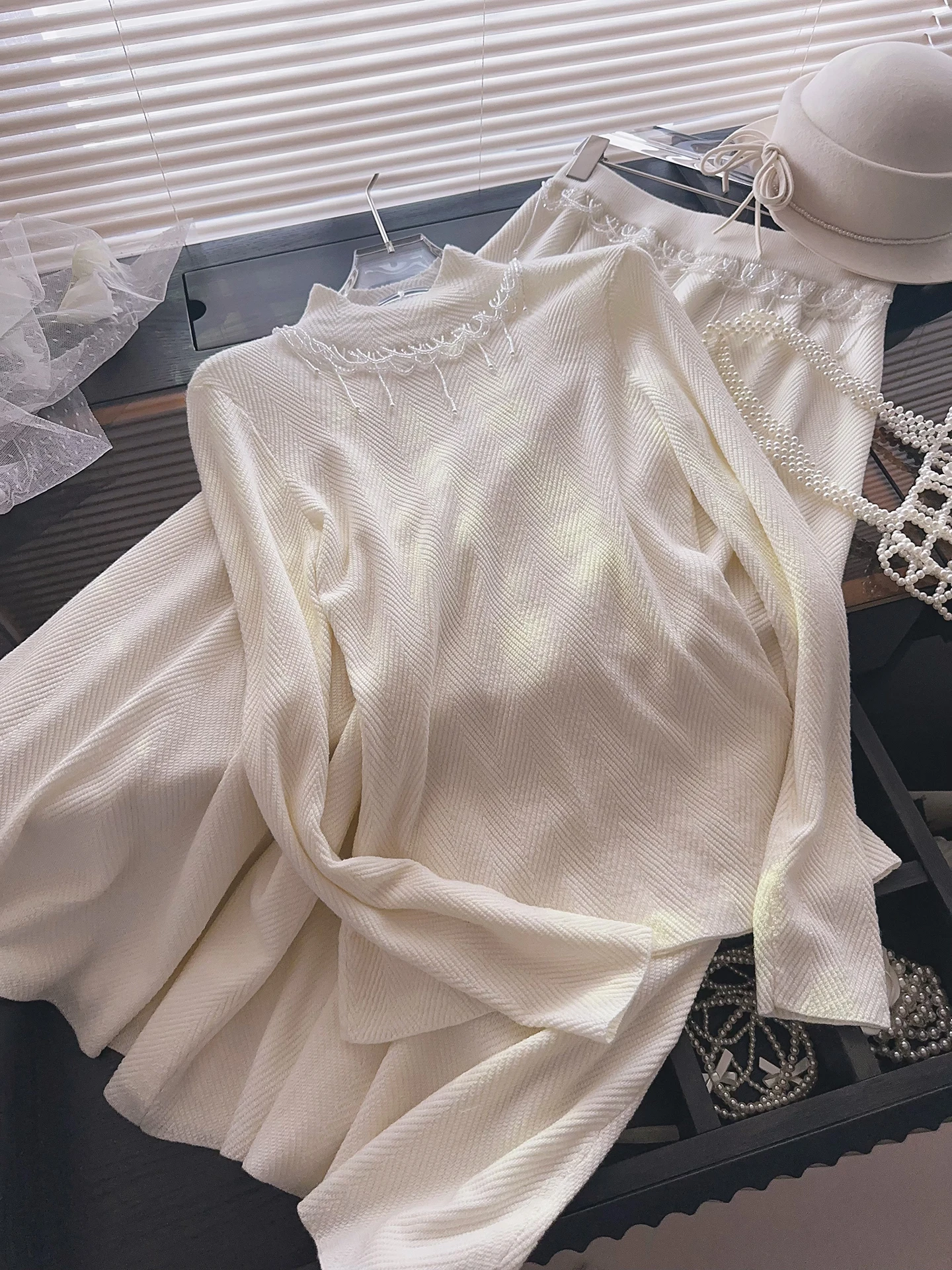 

Faionable High Ne трикотаж с кисточками, комплект с юбкой с высокой талией, женское осенне-зимнее новое поступление, шерстяная смесь, длинный свек