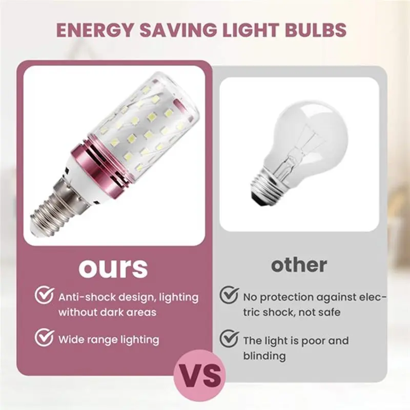 AB46-10Pcs E14 LED Corn Bulb 12W Small Screw-In Smart Bulb