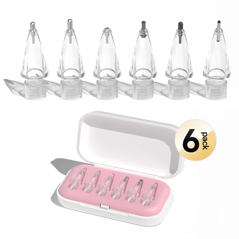 

4/6 шт. сменные насадки для Apple Pencil 1-го, 2-го 3-го поколения, прозрачные запасные наконечники, стилус, гладкое письмо, бесшумное наконечник для iPencil 1 2