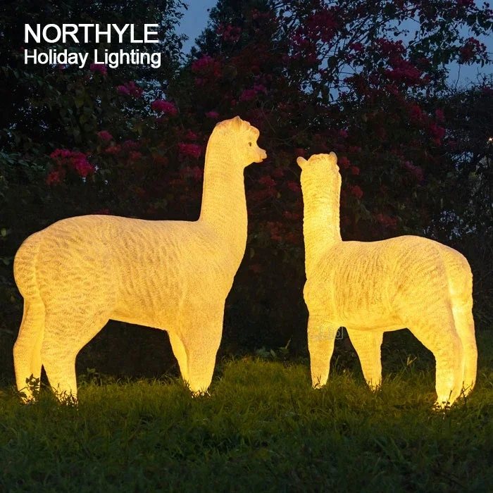 3D Fiberglass alpaca Led Sculpture Rope Street Light 3d Christmas Street Led Motif Light amazing