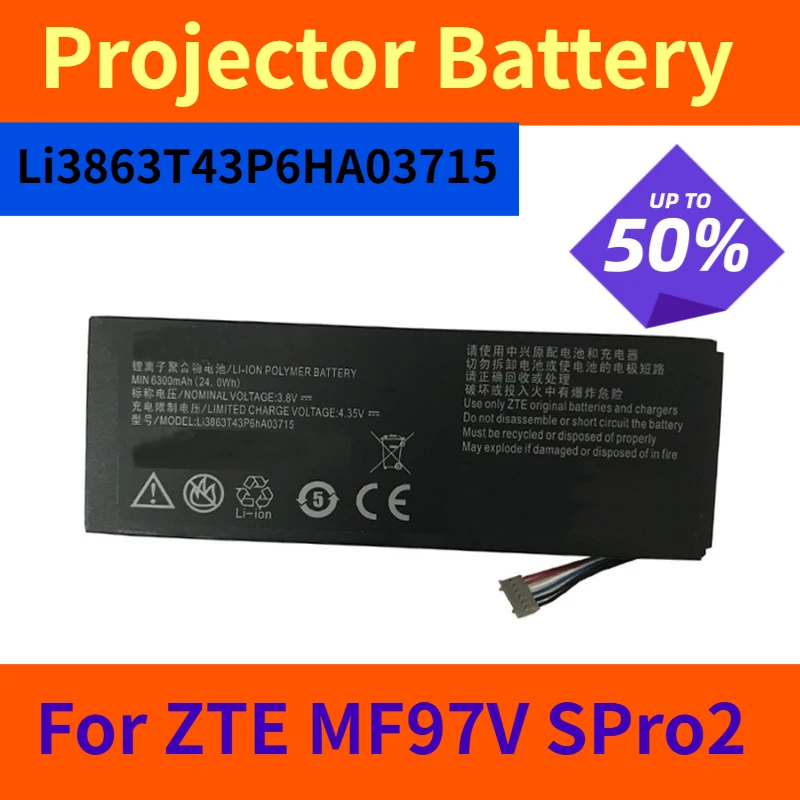 

3.8V 6300mAh Projector Battery Li3863T43P6HA03715 for ZTE MF97V SPro2