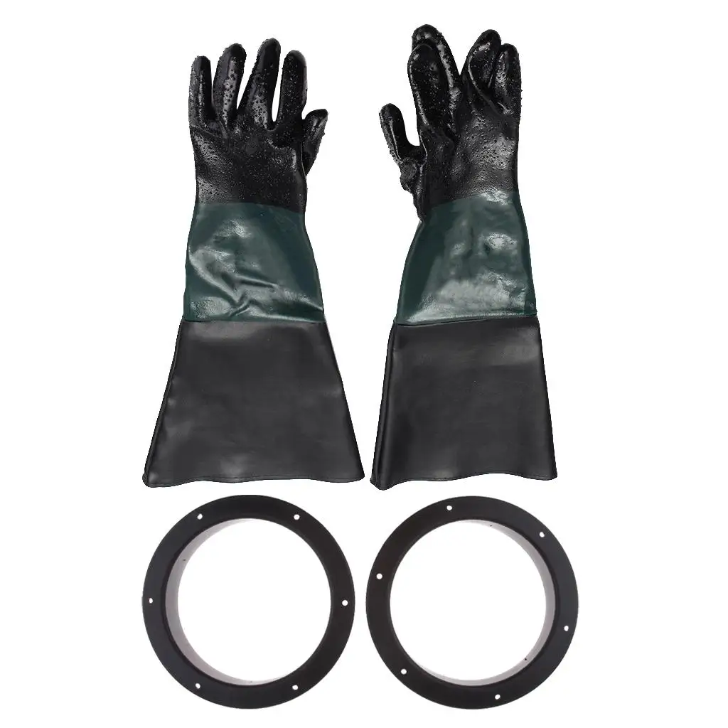 Sand Blasting Protective Gloves Full Arm PVC Cotton Lined for Sand Blaster Cabinet Work Safety