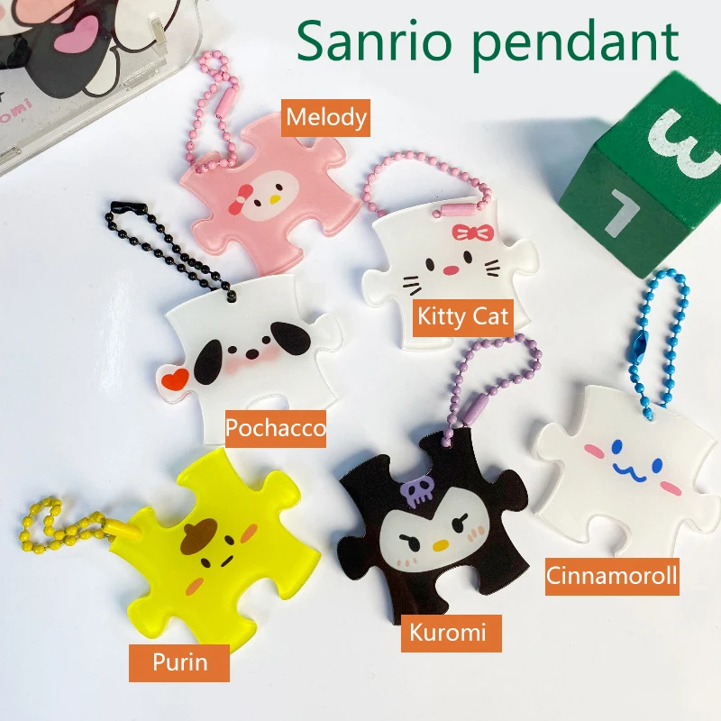 Cartoon Anime Sanrio Hello Kitty My Melody Kuromi Puzzle Keychain Charms Cute Bag Keyring Pendant Funny Puzzle Toys Couple Gifts