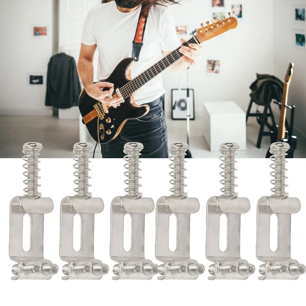 6PCS Precision Metal Guitar Bridge Saddles Silver 10.5mm Width Electric Guitar Saddles Bridge Saddle Replacement For Guitar
