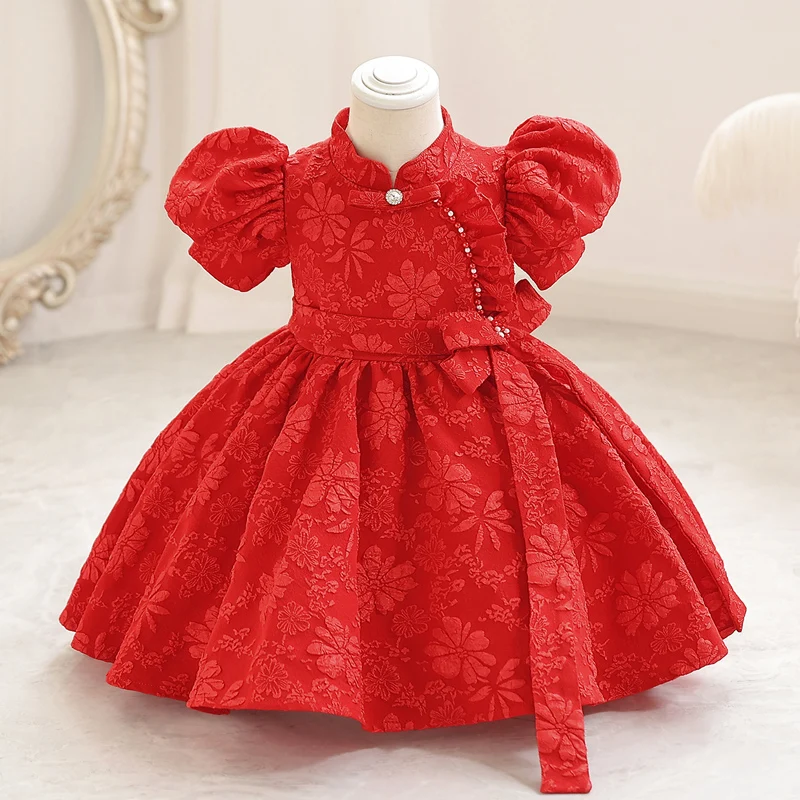 Little child dress skirt Princess skirt short style pompadour skirt Bubble sleeve sweet print skirt spring summer autumn W001