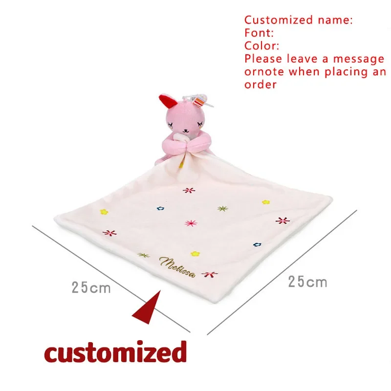 Personalized Baby Girl Gift Cotton Muslin Comforter Security Blanket Cuddle Cloth Baby Name Soothe Appease Towel Bibs Saliva Boy