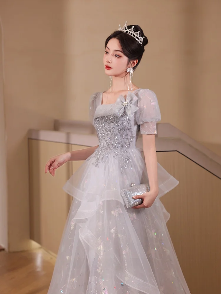 

Ele Princ Sle Evening Gown Women's New 2025 High-End Luxury Host Beautiful Adult Ceremony Long Dr