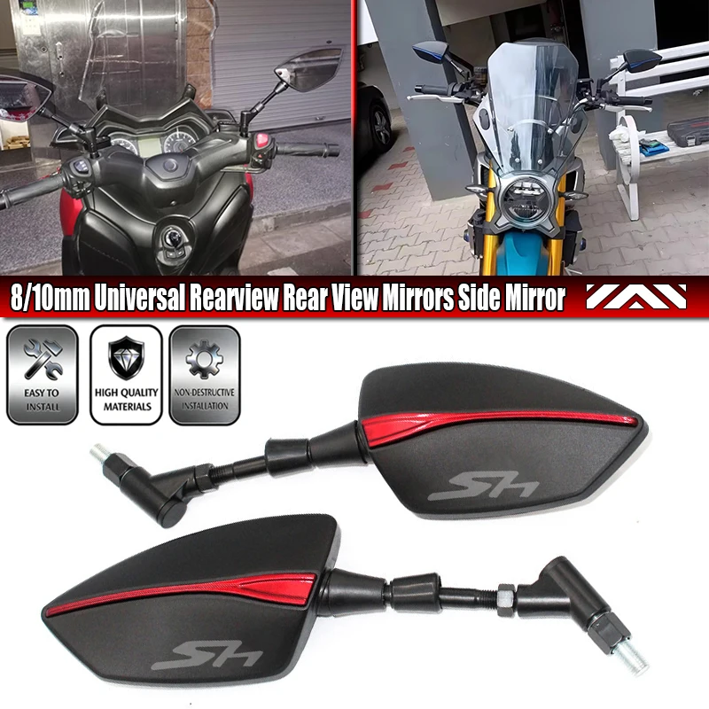 Espelho Retrovisor Universal Tomahawk de Alta Qualidade para Motocicletas SH125 SH150 SH300 SH350 SH 125 150i 300i 350i 08-25 8/10mm