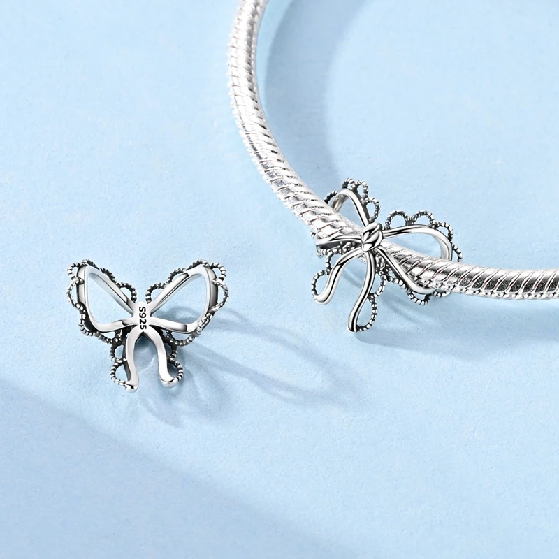 جديد الأصلي سحر الخرز المعلقات 925 فضة لطيف القط باو القوس أبل القلب سحر صالح أساور القلائد النساء مجوهرات