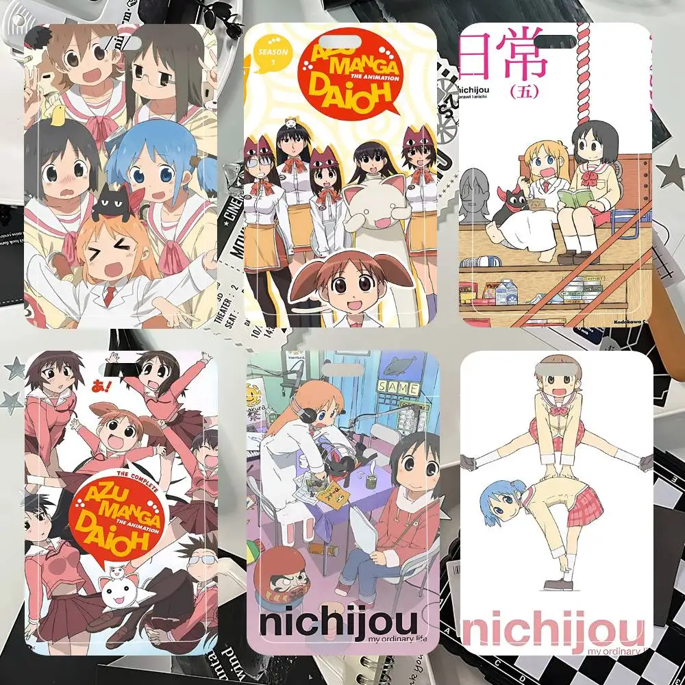 1 unidad Funda protectora popular de anime Nichijou para tarjetas de identificación, tarjetas escolares, tarjetas de acceso, tarjetas de autobús y tarjetas de comida, con fácil inserción.