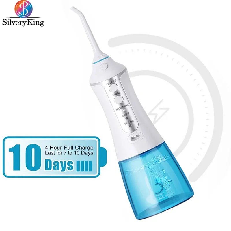 Portable Cordless Oral Irrigator USB Rechargeable 300ml 3 Modes Dental Flosser 4 Nozzles Water Jet Tooth Cleaner 1400mAh Battery