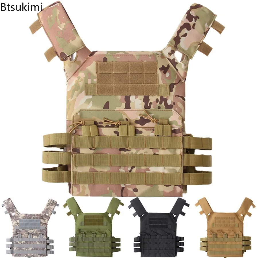 Men Tactical Training Vest Adjustable Durable Modular Outdoor Hunting Fishing Vest Cs War Game Equipment Plate Carrier Chest Rig
