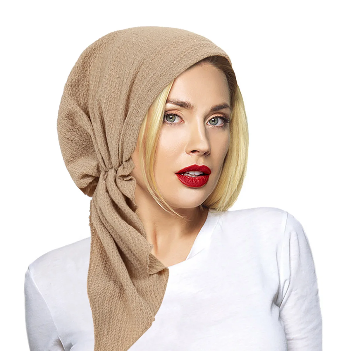 

Ramadan Fashion Muslim Turban Hats Solid Color Curved Wave Hijabs Head Wraps Breathable Chemo Cap For Women Girls