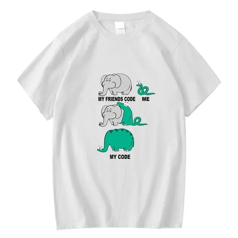 Men Tshirt Kawaii Snake Swallowing Elephant Print Graphic Tshirts Women Male Summer Harajuku Short Sleeve Tops Ropa Hombre