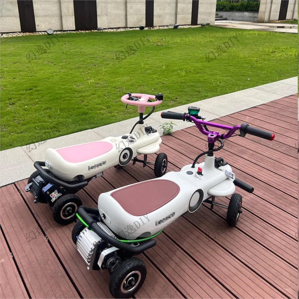 Kart Elettrico per Adulti ad Alta Potenza, Lunga Autonomia, Scooter a Due Posti, Go-kart