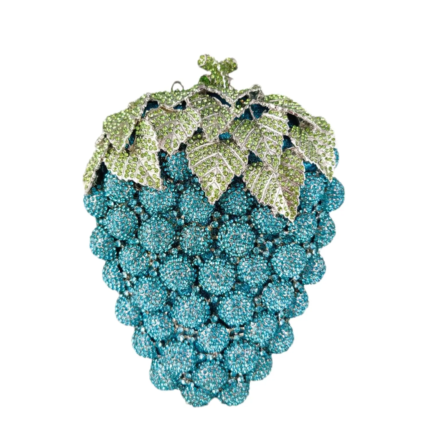 Boutique De FGG Cyan\\Turquoise Grapes Clutch Women Crystal Evening Bags Wedding Party Rhinestone Minaudiere Purses and Handbags