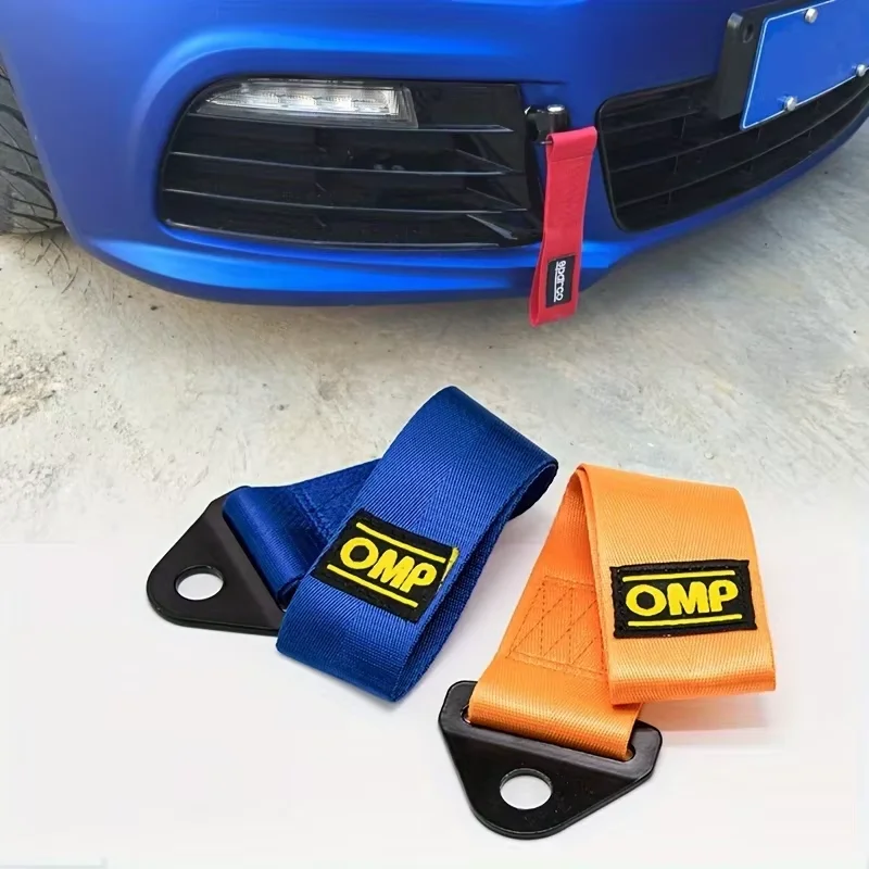 1pc Universal High Strength Car Colored Tag Towing Strap Towing Rope Ribbon Car Decoration Towing Rope Bumper Towing Strap