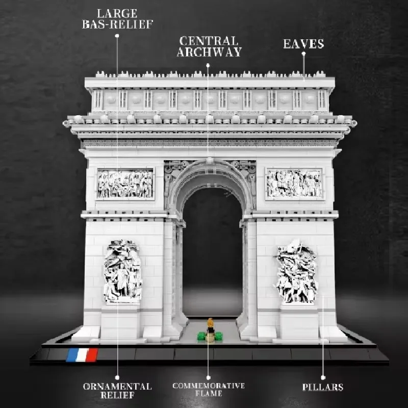 REOBRIX Paris Architecture The Arc de Triomphe Model 66024 Modular Landmark Building Block Brick Children MOC Toys Birthday Gift