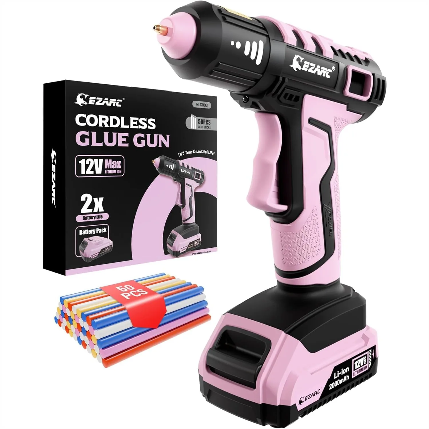 

Cordless Hot Glue Gun, 15s Fast Heating 12V Mini Glue Gun for DIY Crafts, Home Repairs, School Projects, with 50 Glue Sticks