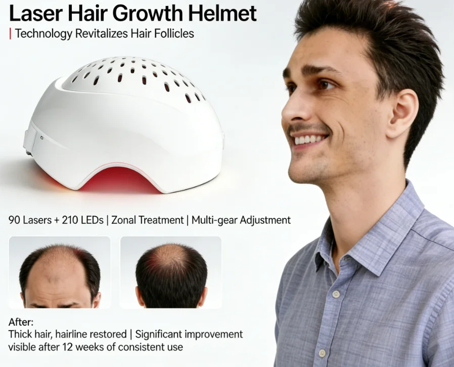 

Портативный лазерный шлем для роста волос, неинвазивное средство от выпадения волос для ослабленных волос, для домашнего и дорожного использования