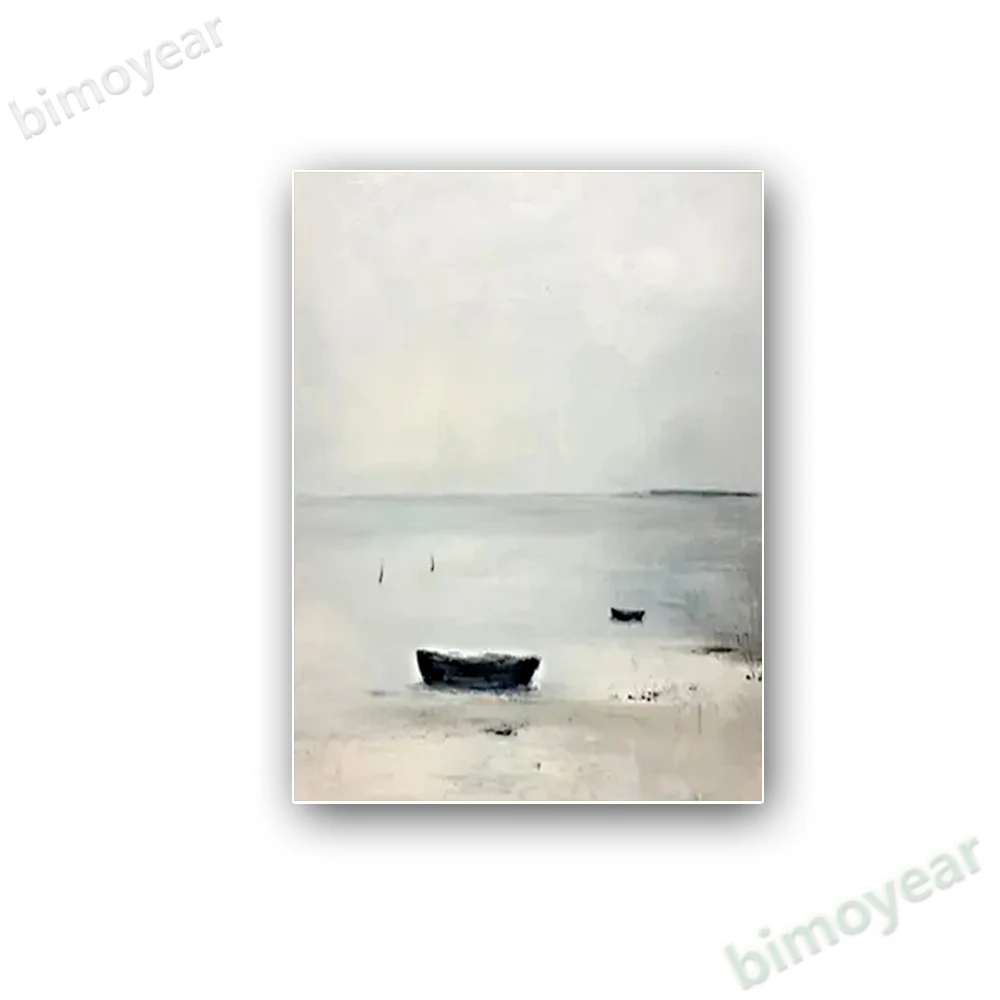 100% hand drawn beach boat abstract oil painting original wall painting home living room decoration paint interior aesthetics