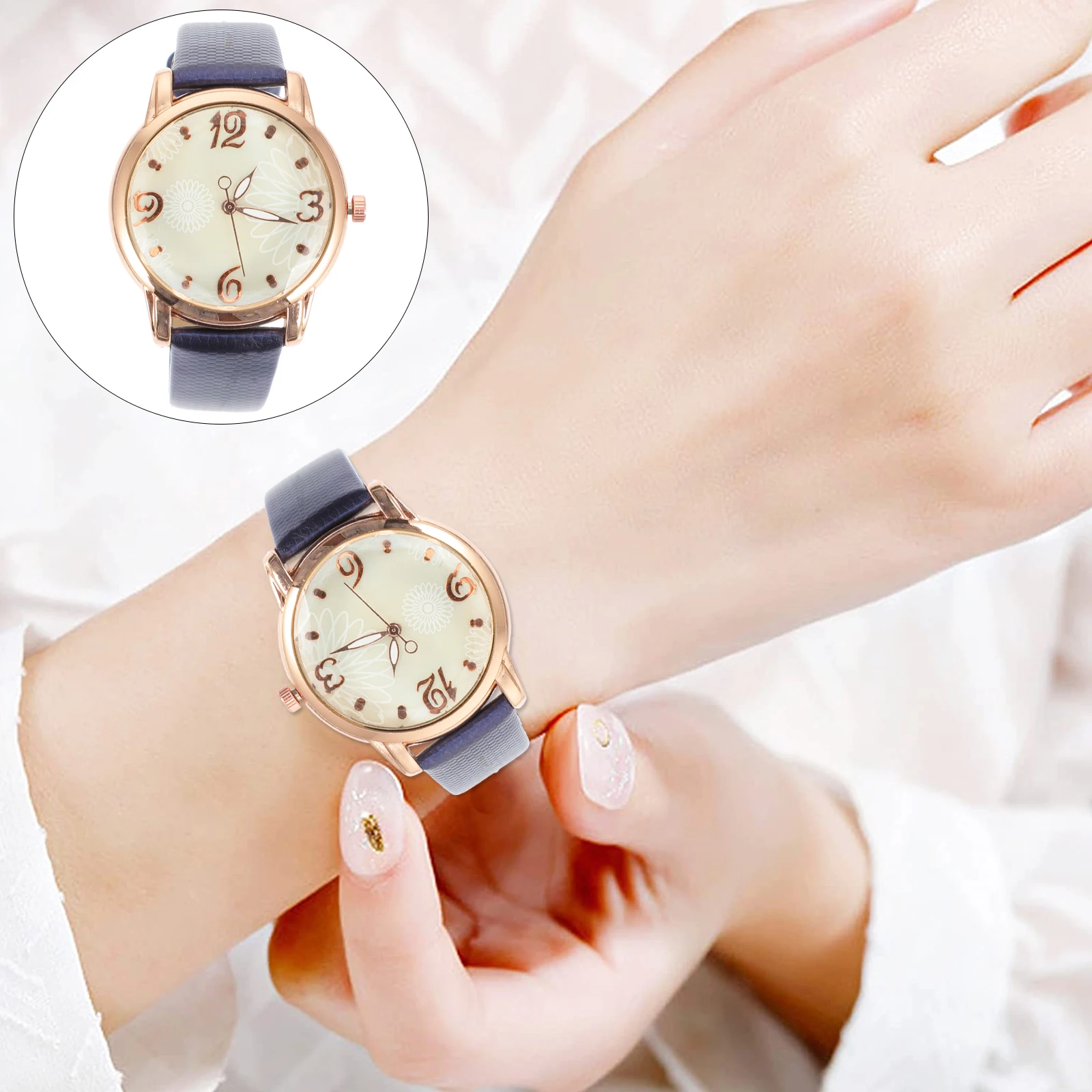 

Fashion Dial Ladies Watch Casual Quartz Wrist Strap Durable Comfortable Alloy Glass Women Gift Elegant Timepiece