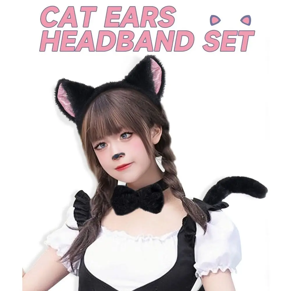 Cat Woman Cat Ears Headband Set Lolita Anime Exhibition Accessories Cosplay Headwear Cosplay Hair Accessories Cat Paw Gloves