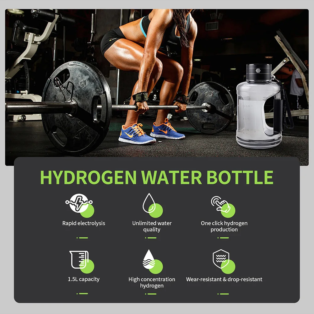 1.5L Hydrogen Water Bottle Hydrogen Rich Portable Sports Water Bottle Rich Molecular Hydrogen Water Generator Water Filter
