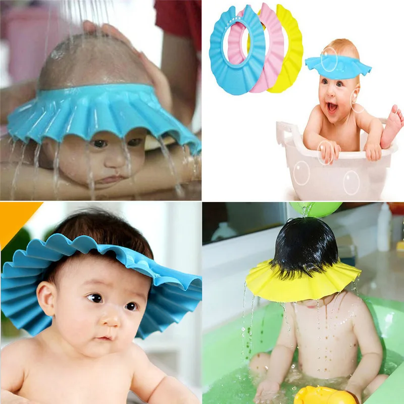 Baby Shampoo Cap Wash Hair Kids Bath Visor Hats Adjustable Shield Waterproof Ear Protection Eye Children Hats Infant