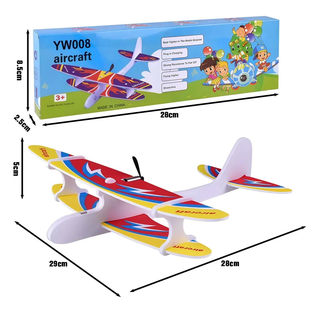 Planeador de Espuma Eléctrico |   Avión de Lanzamiento Manual con Carga USB |   Modelo de Avión para Exteriores |   Juguete de Modelo para Armar al Aire Libre