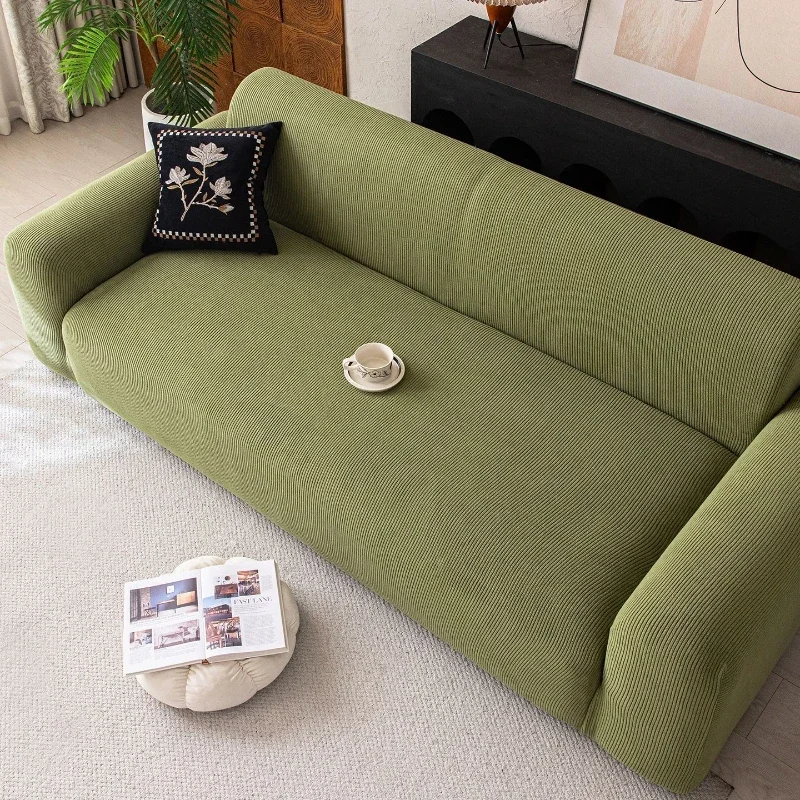 Simple Thickened Sofa Cover Cloth Elastic Anti Slip Cushion Covers and Striped All Inclusive Dust Shield Suitable for 1-5 People