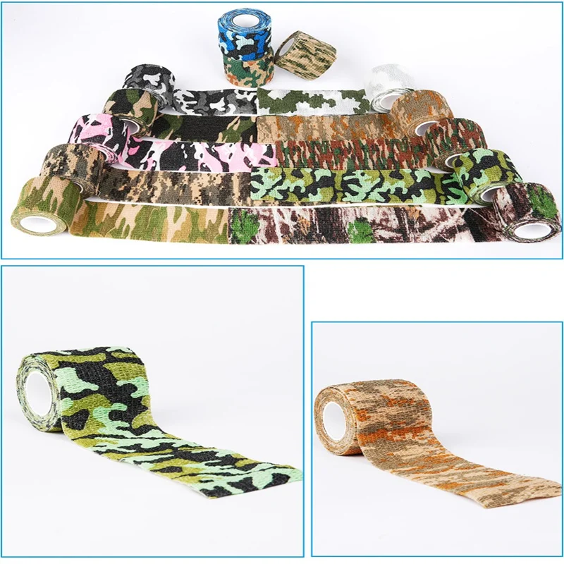 Camuflagem Elastic Wrap Tape, fita do exército, impermeável, durável, auto-adesivo, atadura elástica, caça ao ar livre