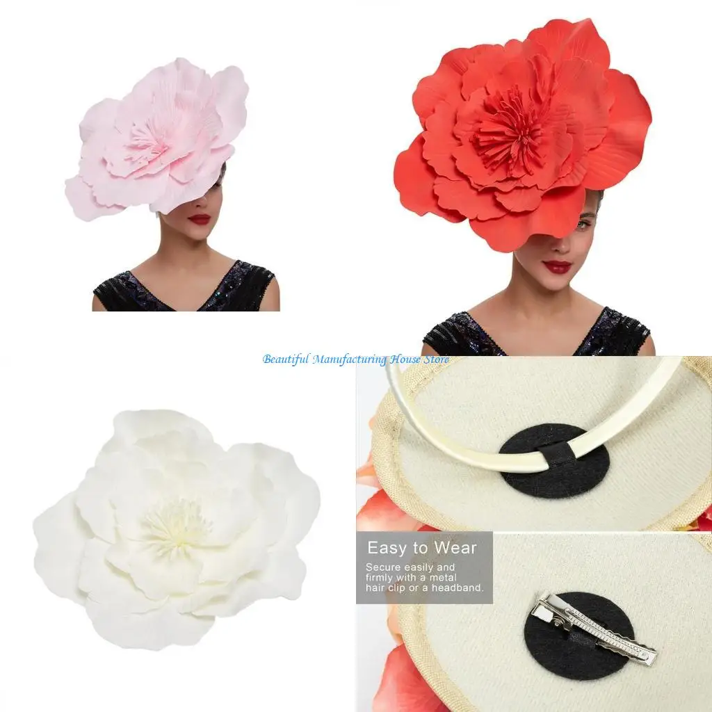 

E56A Large Flower Headband Photo Prop Large Flower Hat Flower Fascinator Hat