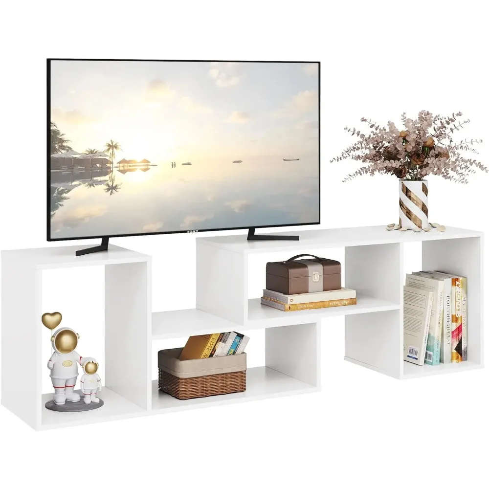 Flat Screen TV Stand for 43 45 55 inch TV,Modern Entertainment Center with Storage Shelves,Media Console Bookshelf for Room