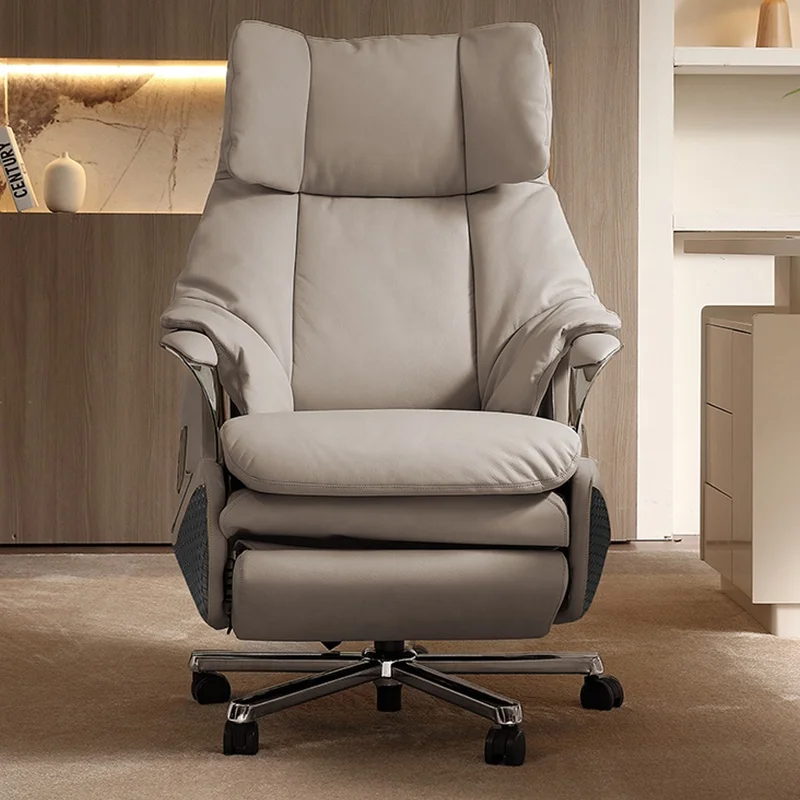Modern Comfortable Office Boss Chair Electric Sedentary Cowhide Massage Extendable Computer Chair