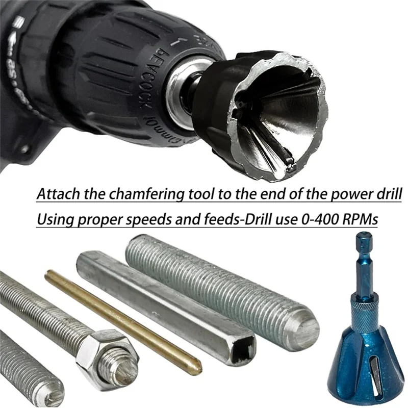 ABPQ-2Pack All Thread Deburring Tool Deburring Chamfering Drill Bit With  Carbide Blade