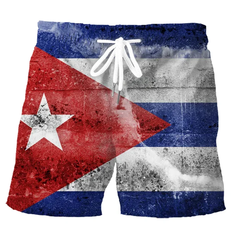 Short de Plage Rétro Imprimé en 3D pour Homme, Pantalon Court Décontracté à vaccage Rapide, Motif de Cube de Rue, Sensation Cubaine, Planche de Surf, Été