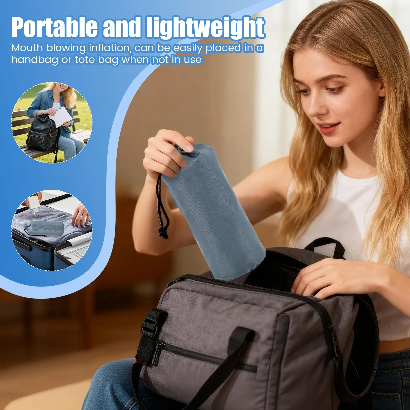 Perforated Inflatable Seat Cushion for Office and Travel