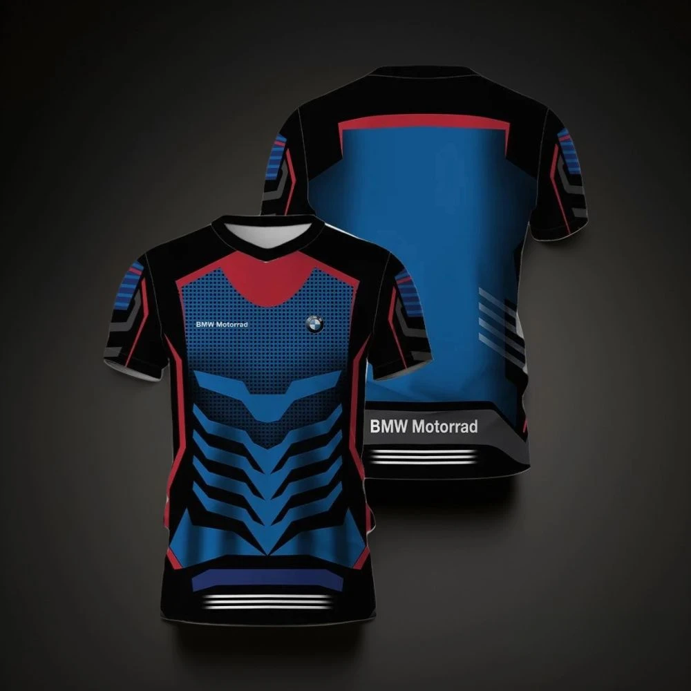 

New Trendy BMW Motorrad Jerseys Riding Sports Travel T-Shirts Blue Motorcycle Racing Team Breathable Summer Quick Dry Not Fade