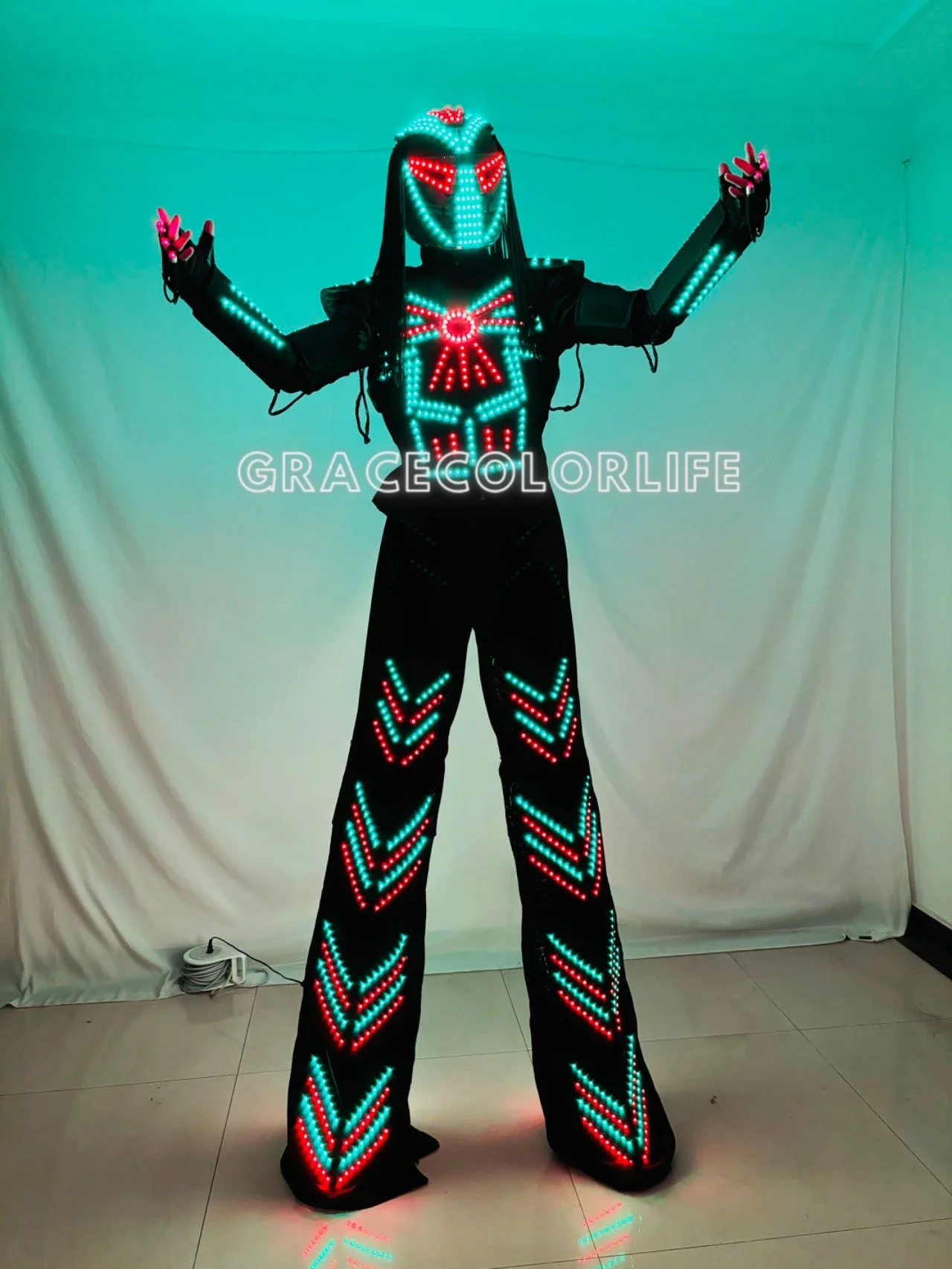 

LED Stilt Walker Robot Rock the World Full Color Luminous Party Suit Events Party Show Performance Costume