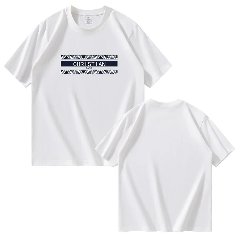 

PARIS monogram print 100% cotton t-shirt, round neck, summer trend short sleeves, casual and comfortable top, women's t-shirt