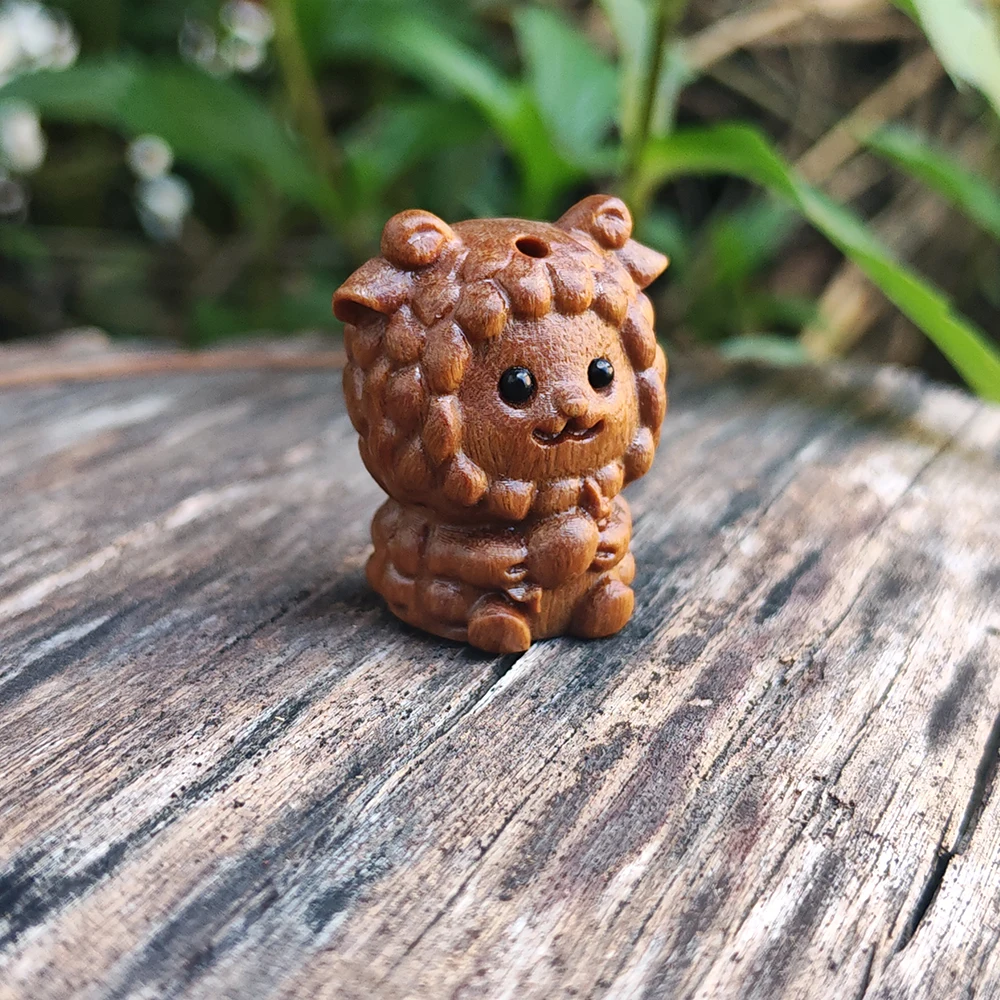 1.1 Inch Wooden Sheep Figurine, Hand-Carved, Animal Style, Suitable for Party Decorations, Housewarming Gifts, Indoor Decorations, Bedroom, Living Room, Office, Birthday Gifts