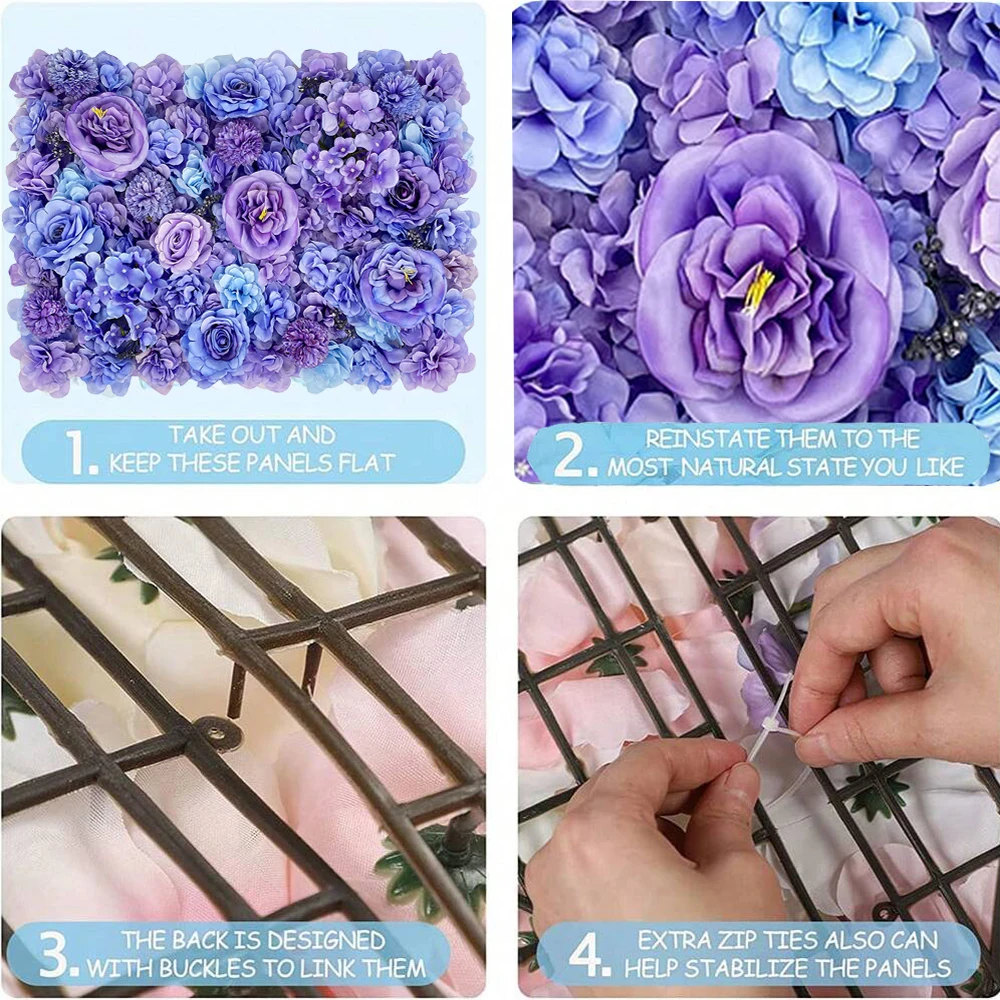 Flower Wall Artificial Flower Wall Panel Silk Rose Wedding Home Party Stage Background Decoration Artificial Plant