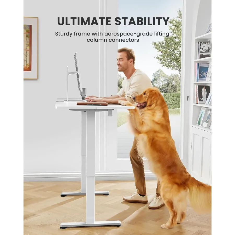 Height Adjustable Electric Standing Desk 55 x 28 Inches Sit Stand Up Desk for Home Office Large Memory Computer Desk with TwoPi
