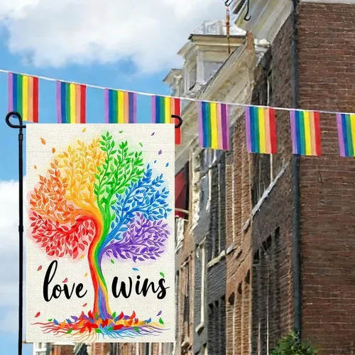 Pride Garden Flag, Rainbow Tree Love Wins Double Sided Flag for, 12x18 Inch XXQ