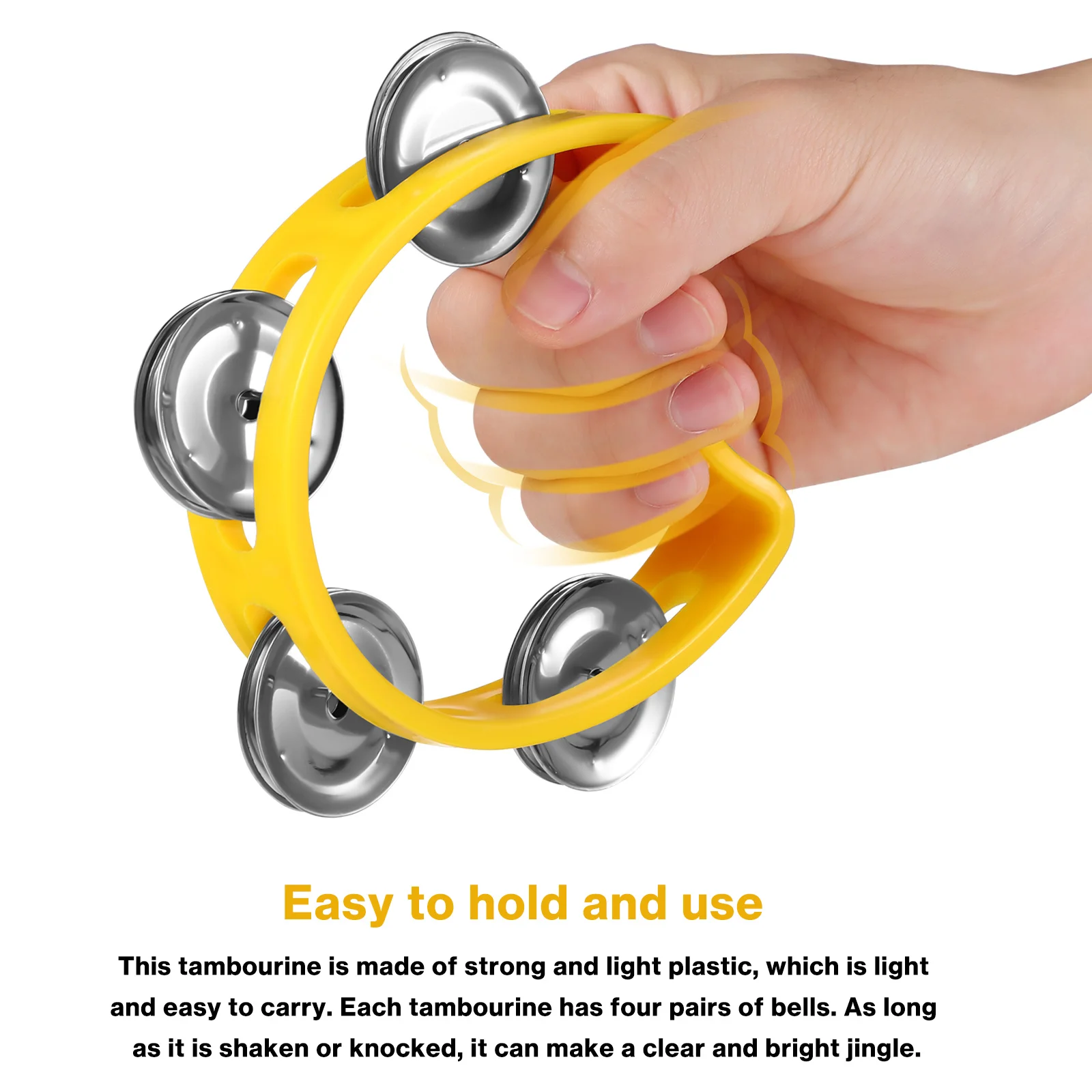 1 Set Plastic Tambourines With Egg Shakers Lightweight Handheld Kids Music Instruments Durable Abs Bright Sound Educational For