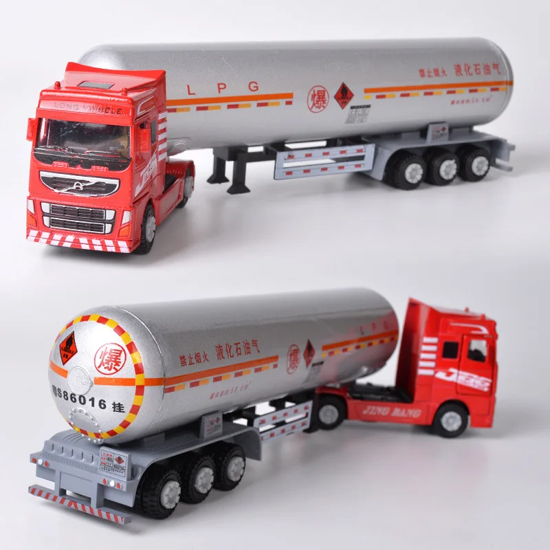 High Simulation 1:60 Alloy Trailer Tanker Model,Transportation Engineering Vehicle Toys,Sliding Transporter,Children\'s Toy Gifts