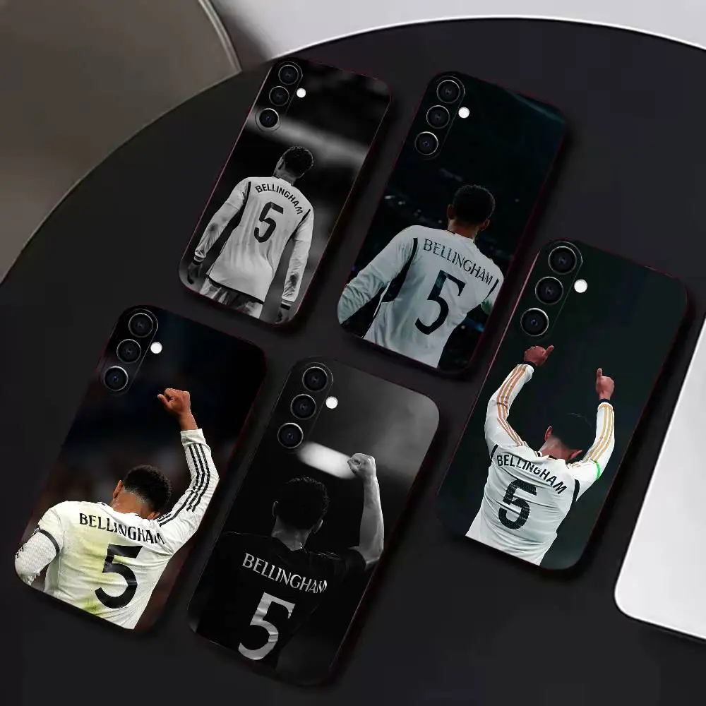 B-Bellingham N-No.5 Football Jersey  Phone Case For Galaxy Samsung A72,A53,A71,A70,A52,A73,A51,Silicone Black Soft