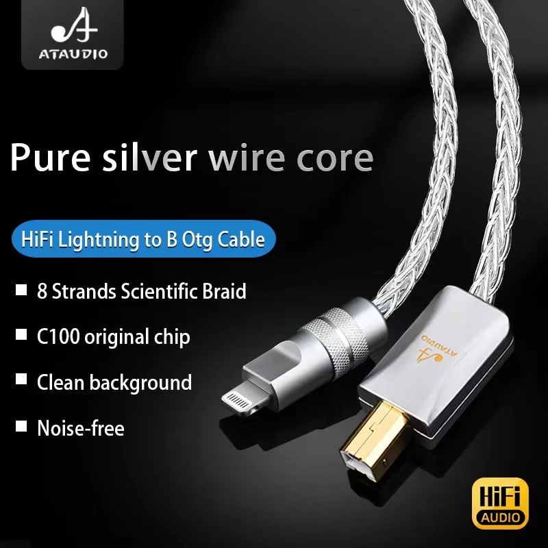 HIFI błyskawica na USB B kabel OTG wysokiej jakości czyste srebro Otg Typec Aduio kabel do telefonu i DAC Instrument muzyczny