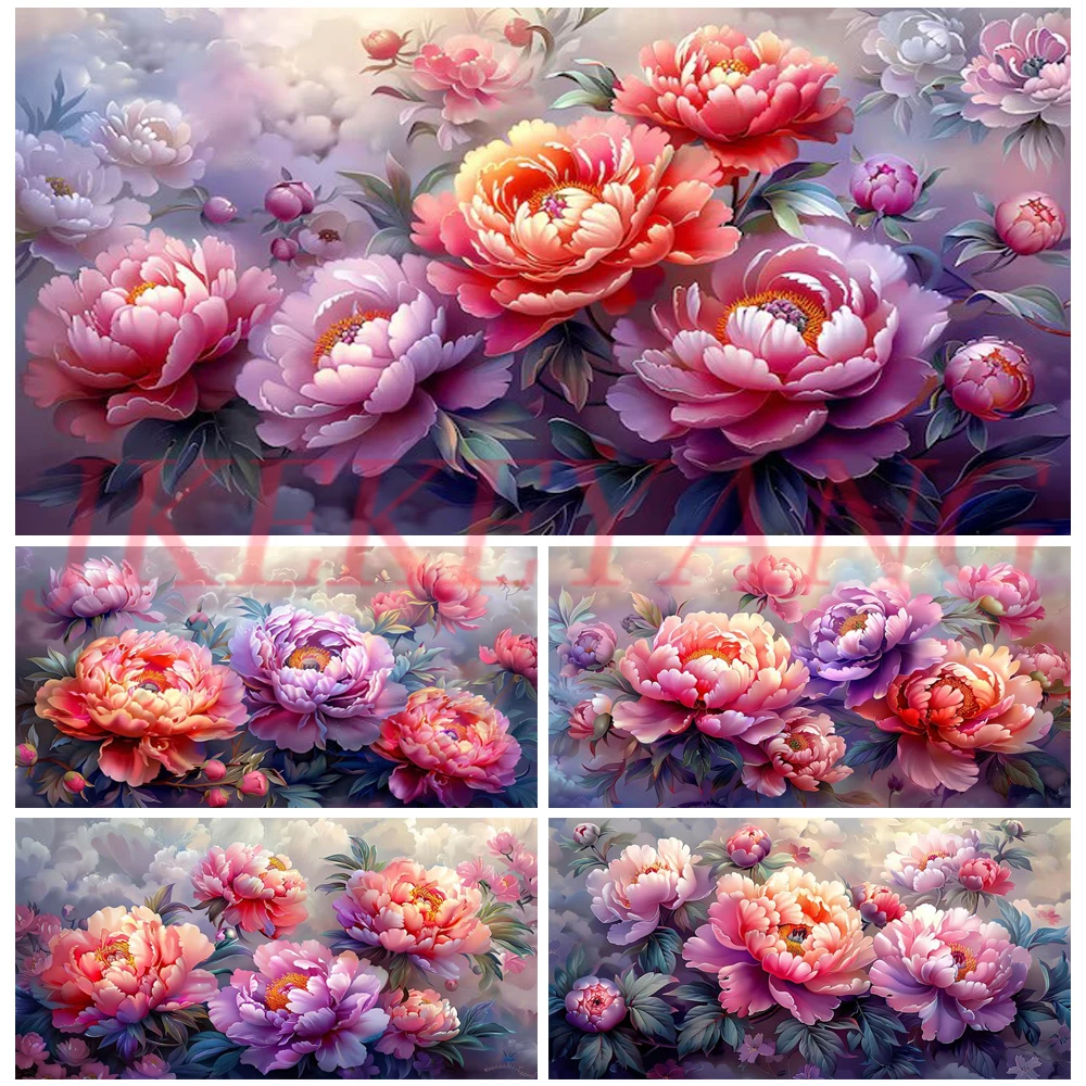 DIY Diamond Painting Cross Stitch Kit Beautiful Peony Flowers Full Drills Diamond Mosaic New Collection 2024 Home Decor Gift